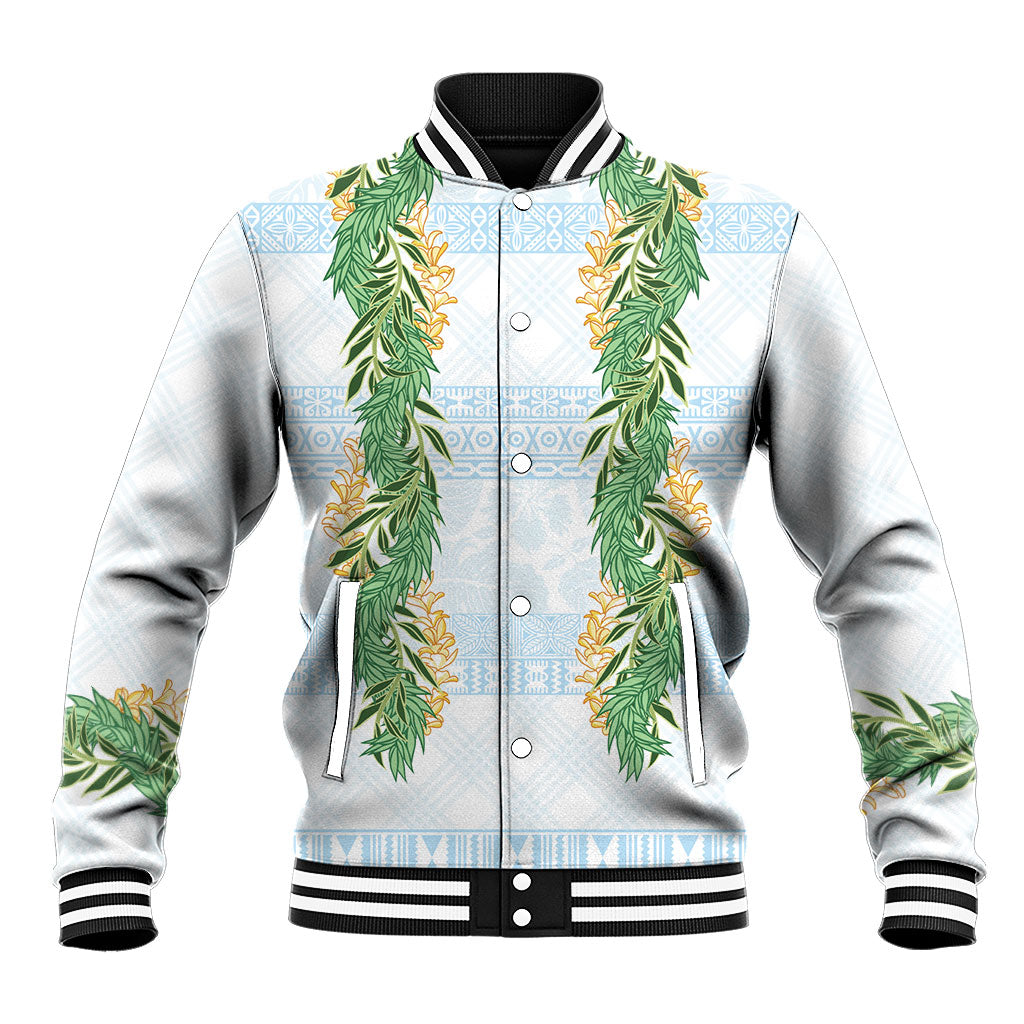 Hawai'i Paniolo Maile Twisted Lei Baseball Jacket Winter White