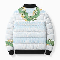 Hawai'i Paniolo Maile Twisted Lei Bomber Puffer Jacket Winter White LT7 - Polynesian Pride