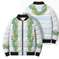 Hawai'i Paniolo Maile Twisted Lei Bomber Puffer Jacket Winter White LT7 - Polynesian Pride