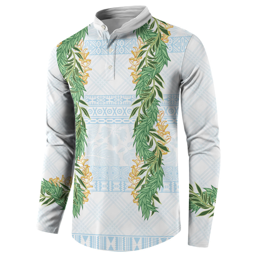 Hawai'i Paniolo Maile Twisted Lei Button Sweatshirt Winter White LT7 - Polynesian Pride