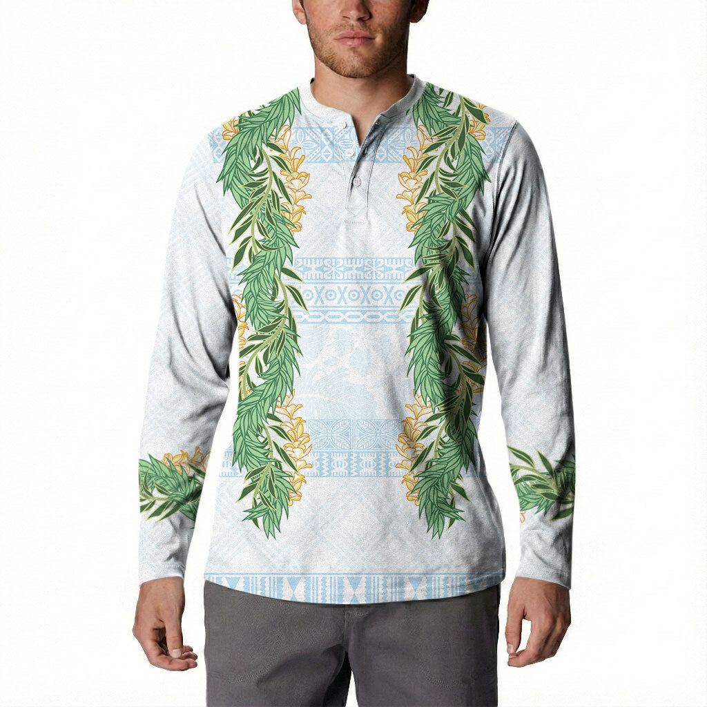 Hawai'i Paniolo Maile Twisted Lei Button Sweatshirt Winter White LT7 - Polynesian Pride