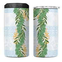 Hawai'i Paniolo Maile Twisted Lei 4 in 1 Can Cooler Tumbler Winter White LT7 One Size: 16 oz White - Polynesian Pride