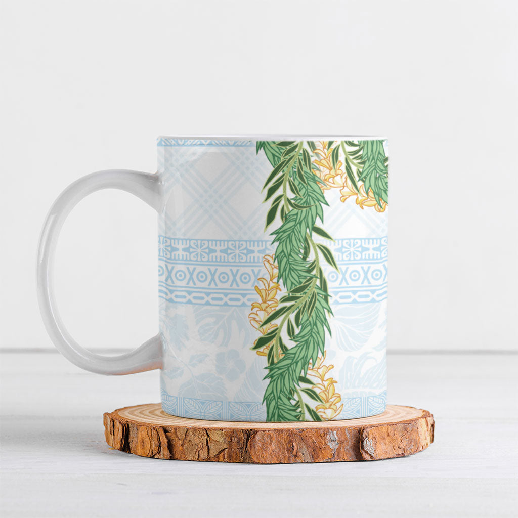 Hawai'i Paniolo Maile Twisted Lei Ceramic Mug Winter White LT7 White - Polynesian Pride