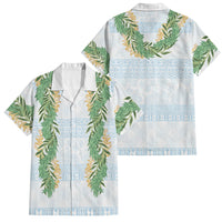 Hawai'i Paniolo Maile Twisted Lei Family Matching Off Shoulder Maxi Dress and Hawaiian Shirt Winter White LT7 Dad's Shirt - Short Sleeve White - Polynesian Pride