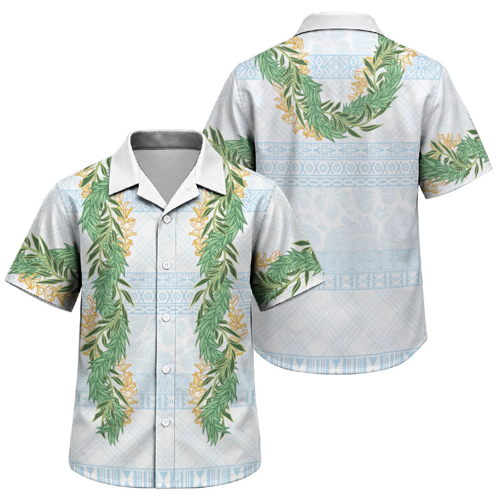 Hawai'i Paniolo Maile Twisted Lei Family Matching Summer Maxi Dress and Hawaiian Shirt Winter White LT7 Son's Shirt White - Polynesian Pride