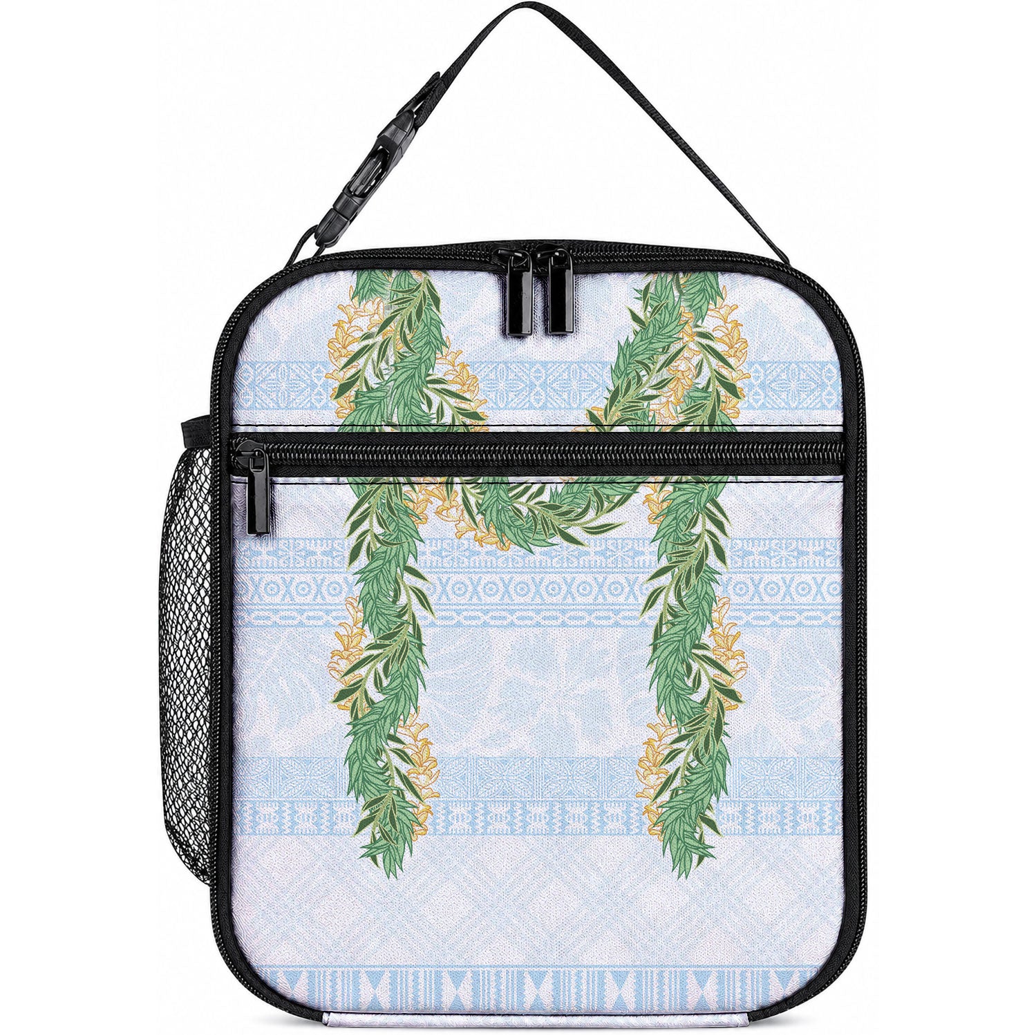 Hawai'i Paniolo Maile Twisted Lei Lunch Bag Winter White LT7 10.2 × 8.3 × 4.3 inch White - Polynesian Pride