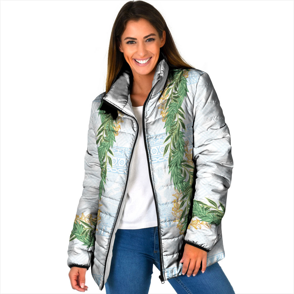 Hawai'i Paniolo Maile Twisted Lei Padded Jacket Winter White LT7 Women White - Polynesian Pride