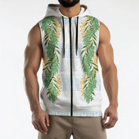 Hawai'i Paniolo Maile Twisted Lei Sleeveless Zip Hoodie Winter White LT7 - Polynesian Pride