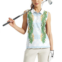 Hawai'i Paniolo Maile Twisted Lei Women Sleeveless Polo Shirt Winter White LT7 - Polynesian Pride