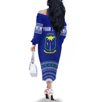 Personalised Fiji Natabua High School Family Matching Off Shoulder Long Sleeve Dress and Hawaiian Shirt Kaviti Tapa Mix Colors Proud NHS LT7 - Polynesian Pride