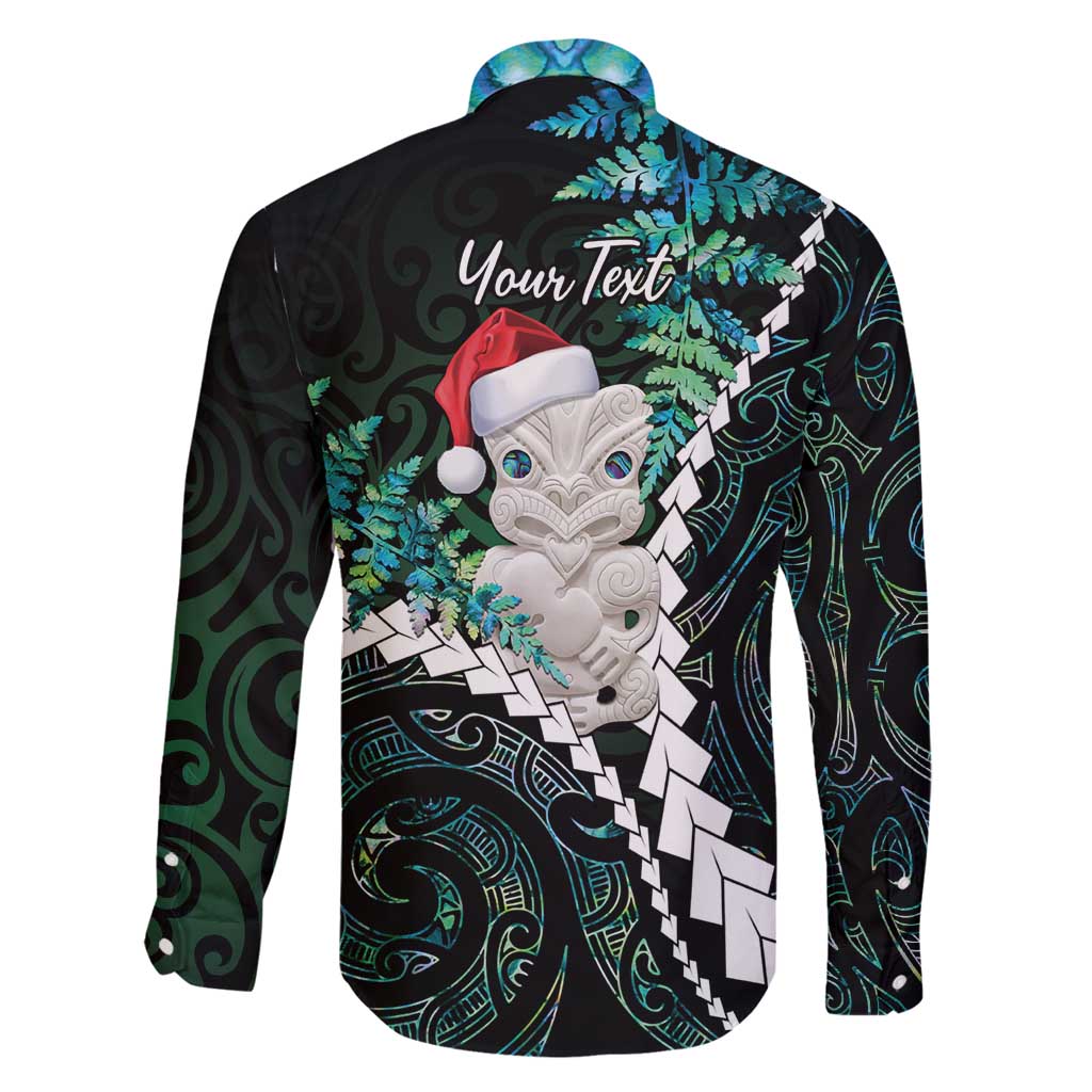New Zealand Personalised Family Matching Off Shoulder Short Dress and Hawaiian Shirt Meri Kirihimete Kowhaiwhai Mix Paua Shell - Emerald LT7 - Polynesian Pride