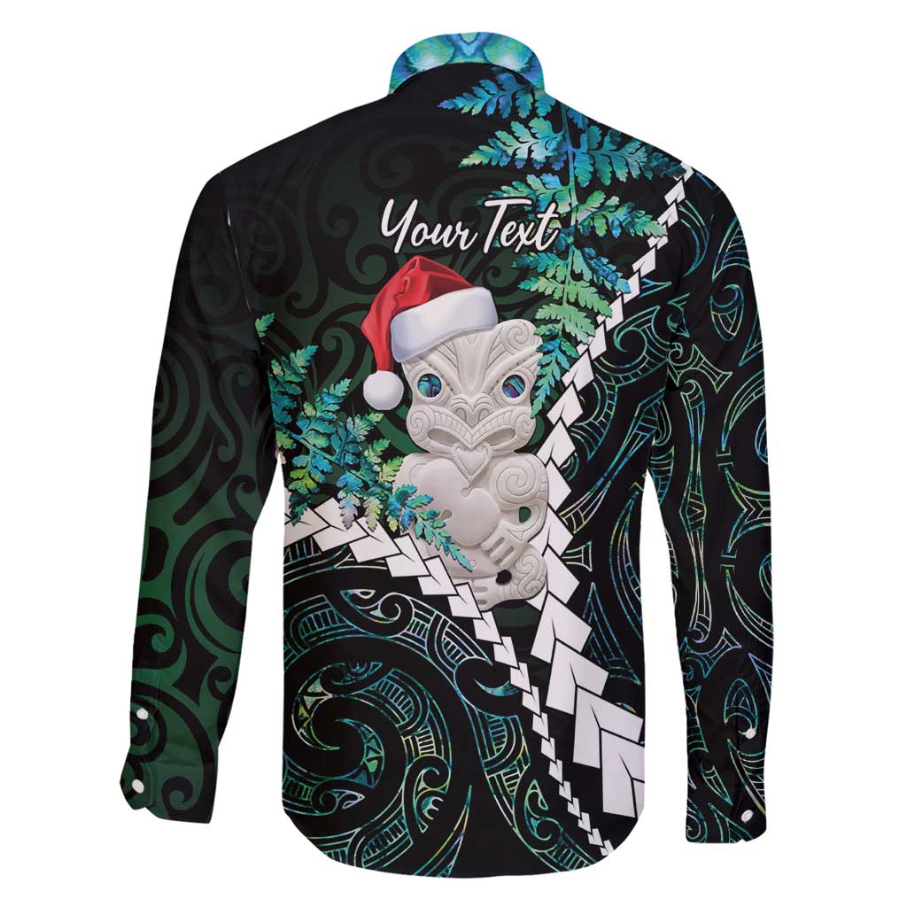 New Zealand Personalised Family Matching Short Sleeve Bodycon Dress and Hawaiian Shirt Meri Kirihimete Kowhaiwhai Mix Paua Shell - Emerald LT7 - Polynesian Pride