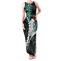 New Zealand Personalised Family Matching Tank Maxi Dress and Hawaiian Shirt Meri Kirihimete Kowhaiwhai Mix Paua Shell - Emerald LT7 Mom's Dress Green - Polynesian Pride