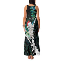 New Zealand Personalised Family Matching Tank Maxi Dress and Hawaiian Shirt Meri Kirihimete Kowhaiwhai Mix Paua Shell - Emerald LT7 - Polynesian Pride