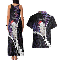 New Zealand Personalised Couples Matching Tank Maxi Dress and Hawaiian Shirt Meri Kirihimete Kowhaiwhai Mix Paua Shell - Amethys LT7 - Polynesian Pride