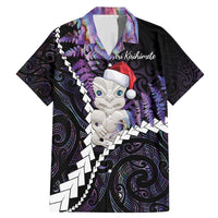 New Zealand Personalised Family Matching Mermaid Dress and Hawaiian Shirt Meri Kirihimete Kowhaiwhai Mix Paua Shell - Amethys LT7 Dad's Shirt - Short Sleeve Purple - Polynesian Pride