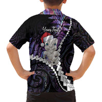 New Zealand Personalised Family Matching Off Shoulder Short Dress and Hawaiian Shirt Meri Kirihimete Kowhaiwhai Mix Paua Shell - Amethys LT7 - Polynesian Pride
