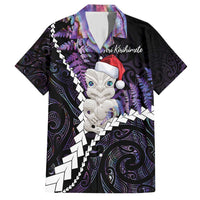 New Zealand Personalised Family Matching Short Sleeve Bodycon Dress and Hawaiian Shirt Meri Kirihimete Kowhaiwhai Mix Paua Shell - Amethys LT7 Dad's Shirt - Short Sleeve Purple - Polynesian Pride