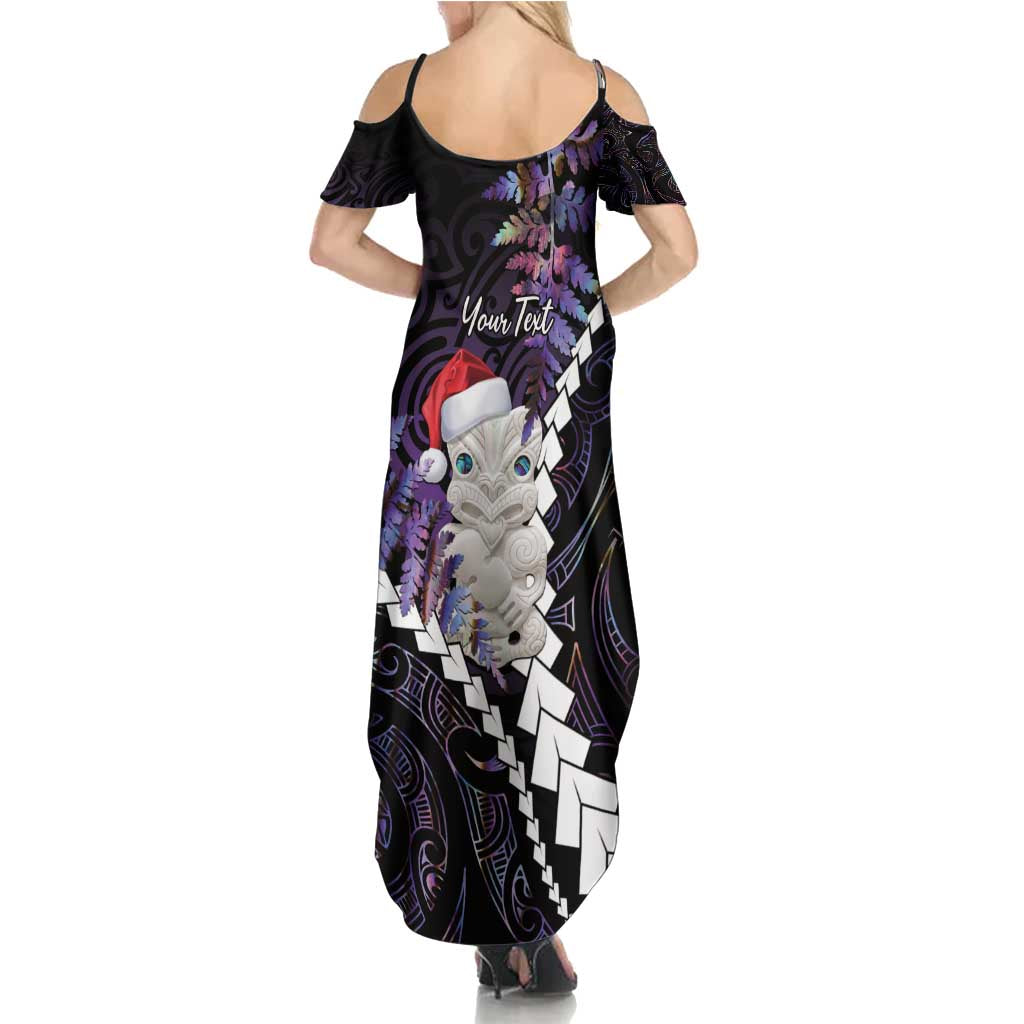 New Zealand Personalised Family Matching Summer Maxi Dress and Hawaiian Shirt Meri Kirihimete Kowhaiwhai Mix Paua Shell - Amethys LT7 - Polynesian Pride