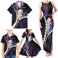 New Zealand Personalised Family Matching Tank Maxi Dress and Hawaiian Shirt Meri Kirihimete Kowhaiwhai Mix Paua Shell - Amethys LT7 - Polynesian Pride