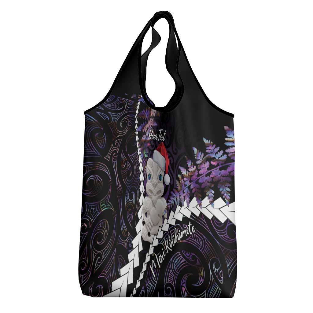 New Zealand Personalised Grocery Bag Meri Kirihimete Kowhaiwhai Mix Paua Shell - Amethys