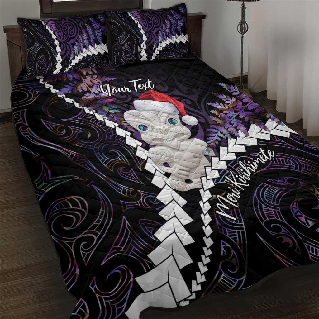 New Zealand Personalised Quilt Bed Set Meri Kirihimete Kowhaiwhai Mix Paua Shell - Amethys LT7 Purple - Polynesian Pride