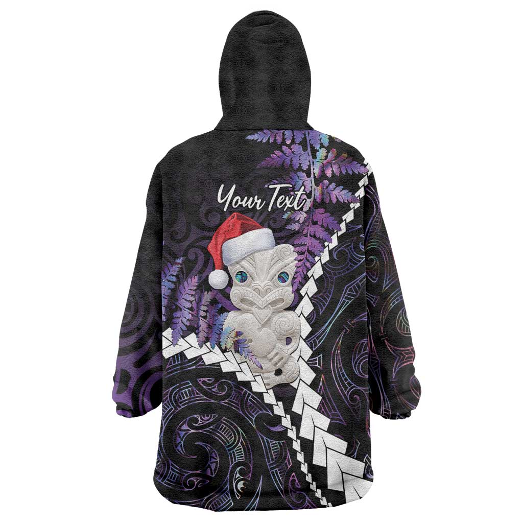 New Zealand Personalised Wearable Blanket Hoodie Meri Kirihimete Kowhaiwhai Mix Paua Shell - Amethys LT7 - Polynesian Pride