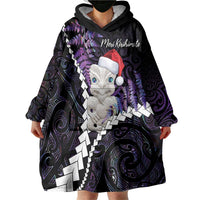 New Zealand Personalised Wearable Blanket Hoodie Meri Kirihimete Kowhaiwhai Mix Paua Shell - Amethys LT7 - Polynesian Pride