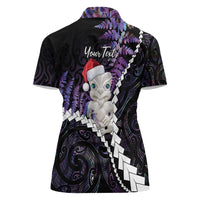 New Zealand Personalised Women Polo Shirt Meri Kirihimete Kowhaiwhai Mix Paua Shell - Amethys LT7 - Polynesian Pride