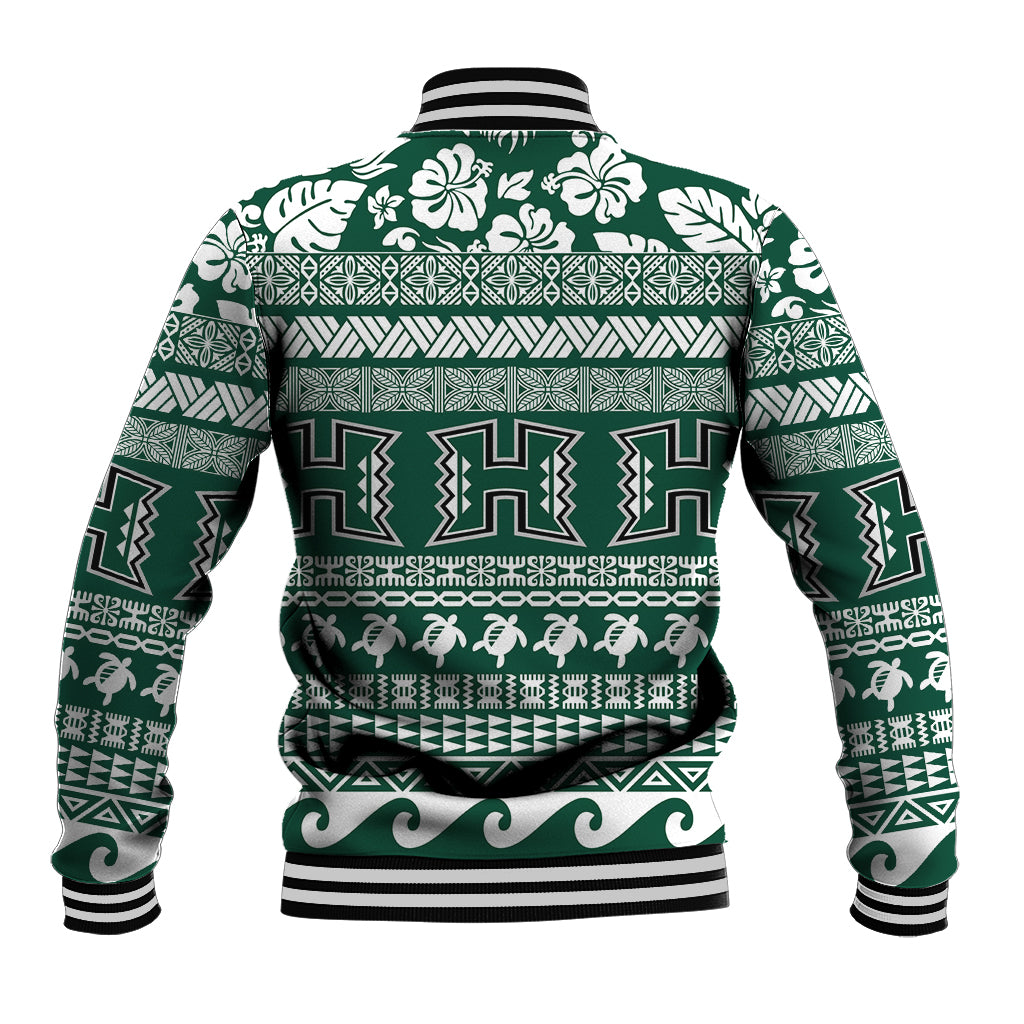 Hawaii Rainbow Warriors Christmas Baseball Jacket Kakau Motifs LT7 - Polynesian Pride