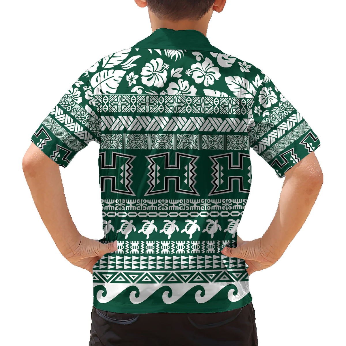 Hawaii Rainbow Warriors Christmas Kid Hawaiian Shirt Kakau Motifs LT7 - Polynesian Pride