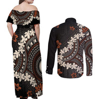Bula Fiji Women's Day Couples Matching Off Shoulder Maxi Dress and Long Sleeve Button Shirt Classic Masi Tapa