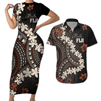 Bula Fiji Women's Day Couples Matching Short Sleeve Bodycon Dress and Hawaiian Shirt Classic Masi Tapa