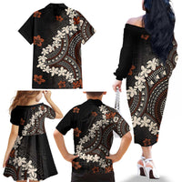 Bula Fiji Women's Day Family Matching Off The Shoulder Long Sleeve Dress and Hawaiian Shirt Classic Masi Tapa