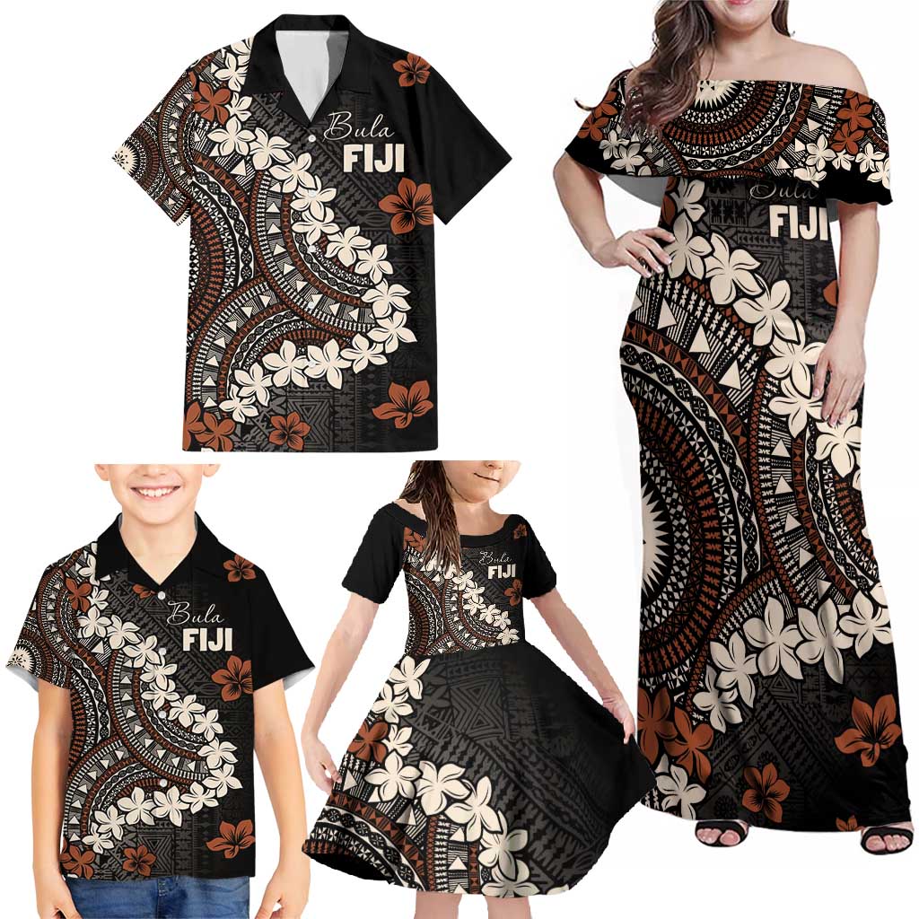 Bula Fiji Women's Day Family Matching Off Shoulder Maxi Dress and Hawaiian Shirt Classic Masi Tapa LT7 - Polynesian Pride