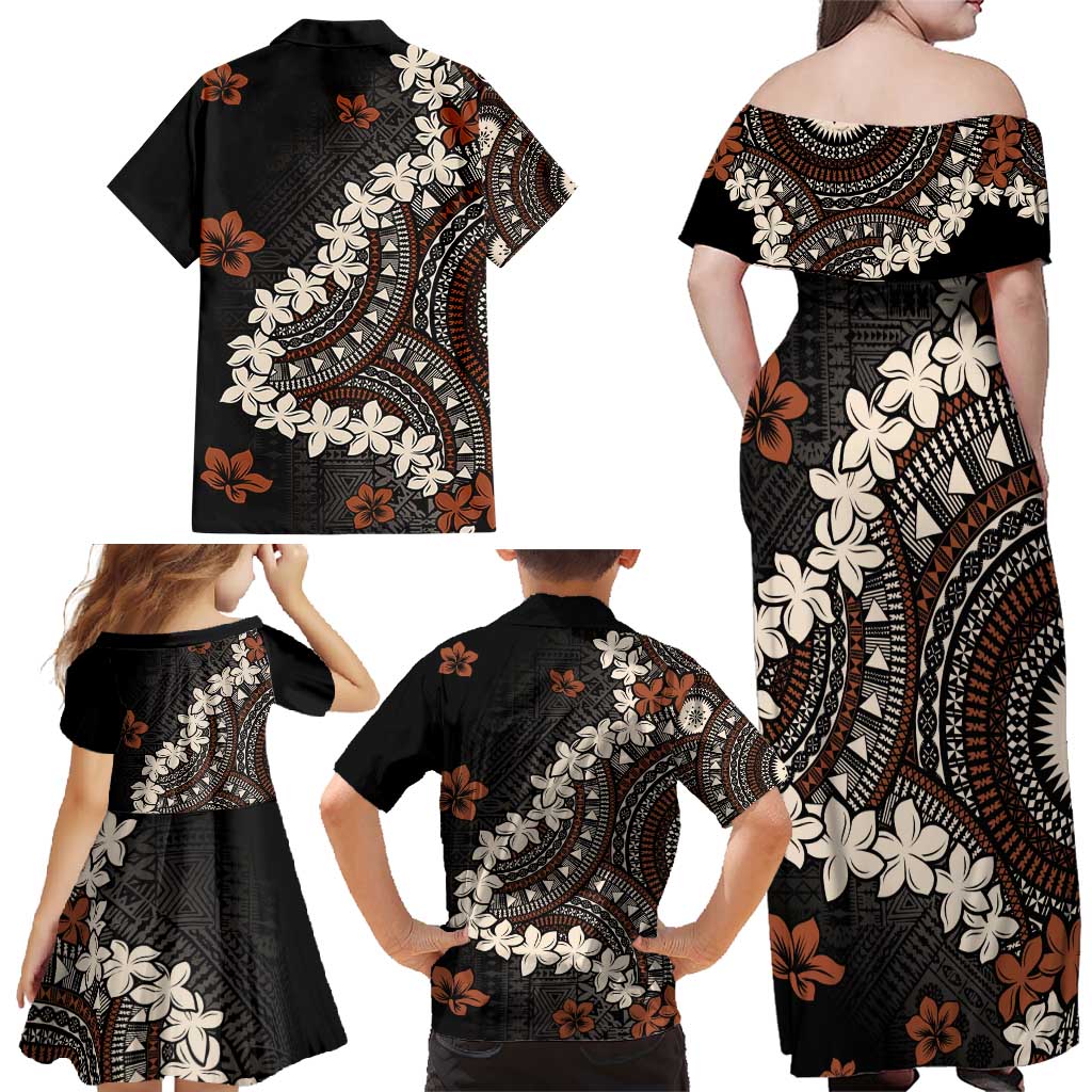 Bula Fiji Women's Day Family Matching Off Shoulder Maxi Dress and Hawaiian Shirt Classic Masi Tapa LT7 - Polynesian Pride