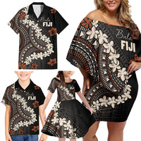 Bula Fiji Women's Day Family Matching Off Shoulder Short Dress and Hawaiian Shirt Classic Masi Tapa LT7 - Polynesian Pride