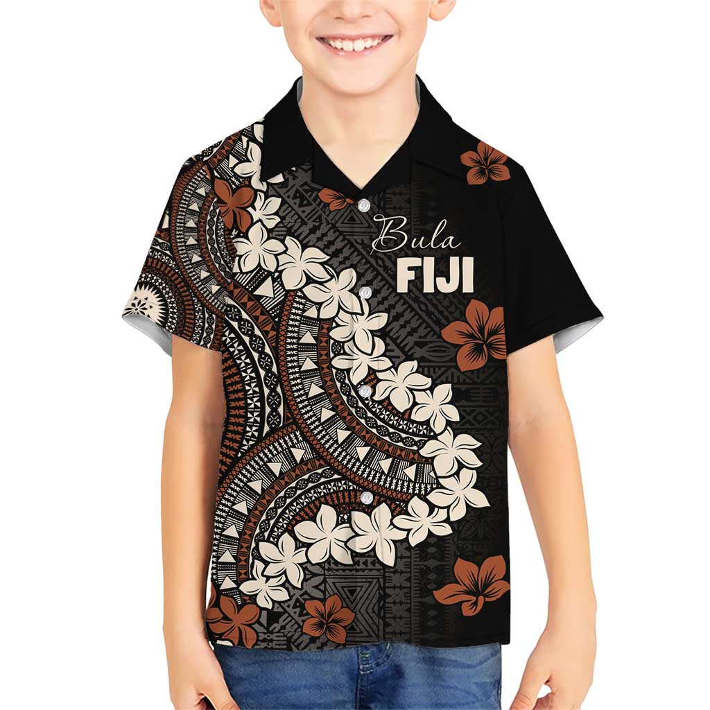 Bula Fiji Women's Day Family Matching Short Sleeve Bodycon Dress and Hawaiian Shirt Classic Masi Tapa LT7 Son's Shirt Brown - Polynesian Pride