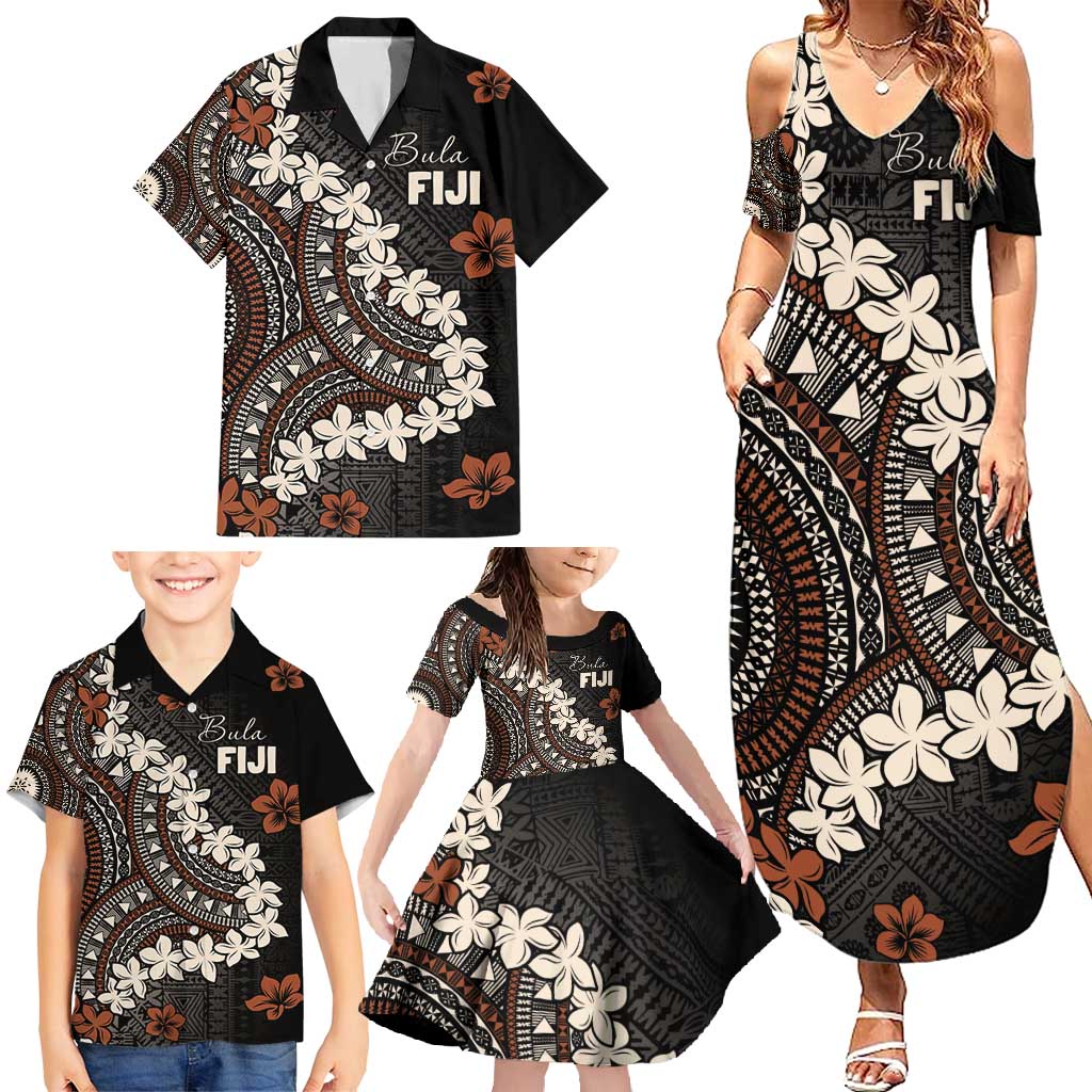 Bula Fiji Women's Day Family Matching Summer Maxi Dress and Hawaiian Shirt Classic Masi Tapa LT7 - Polynesian Pride