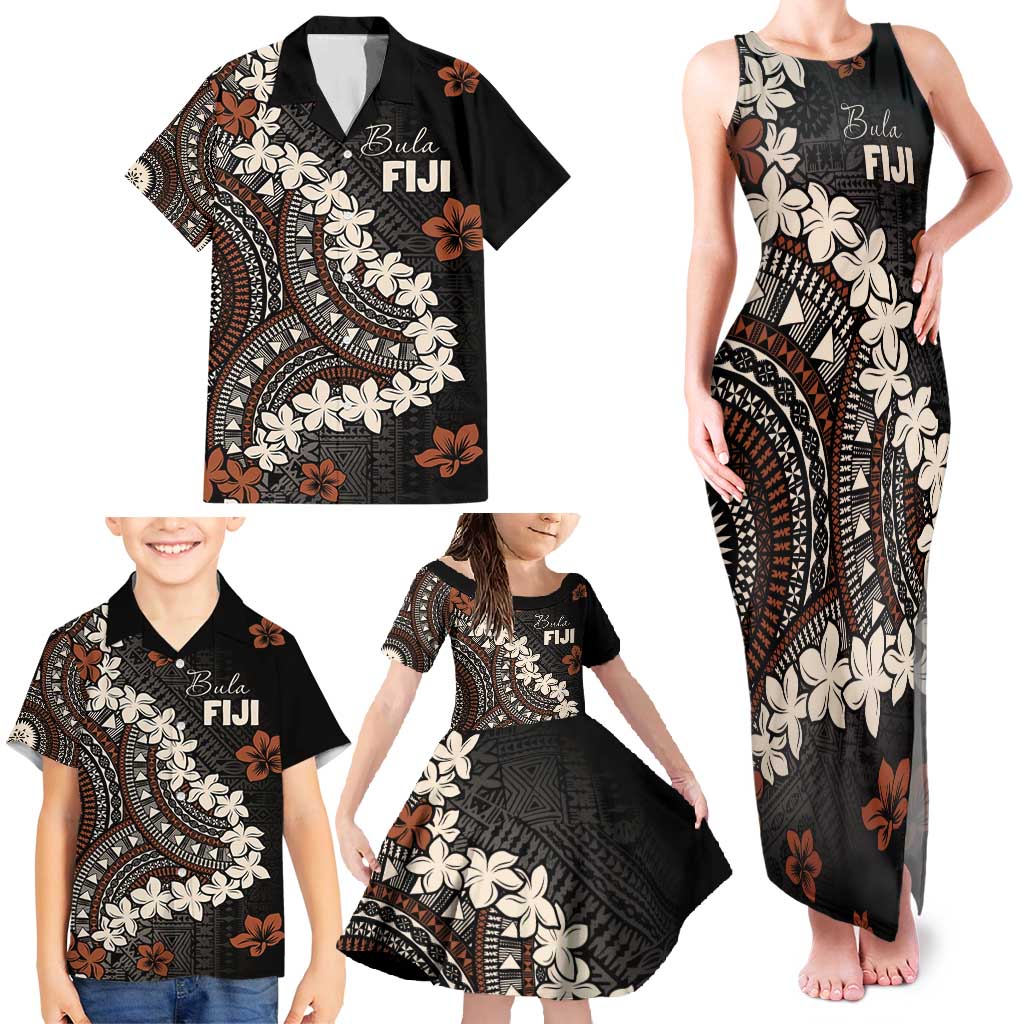 Bula Fiji Women's Day Family Matching Tank Maxi Dress and Hawaiian Shirt Classic Masi Tapa LT7 - Polynesian Pride