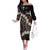 Bula Fiji Women's Day Off The Shoulder Long Sleeve Dress Classic Masi Tapa