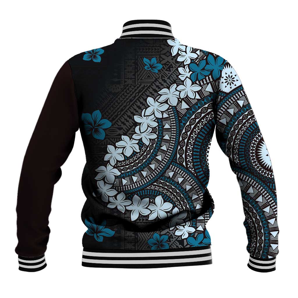 Bula Fiji Women's Day Baseball Jacket Indigo Masi Tapa