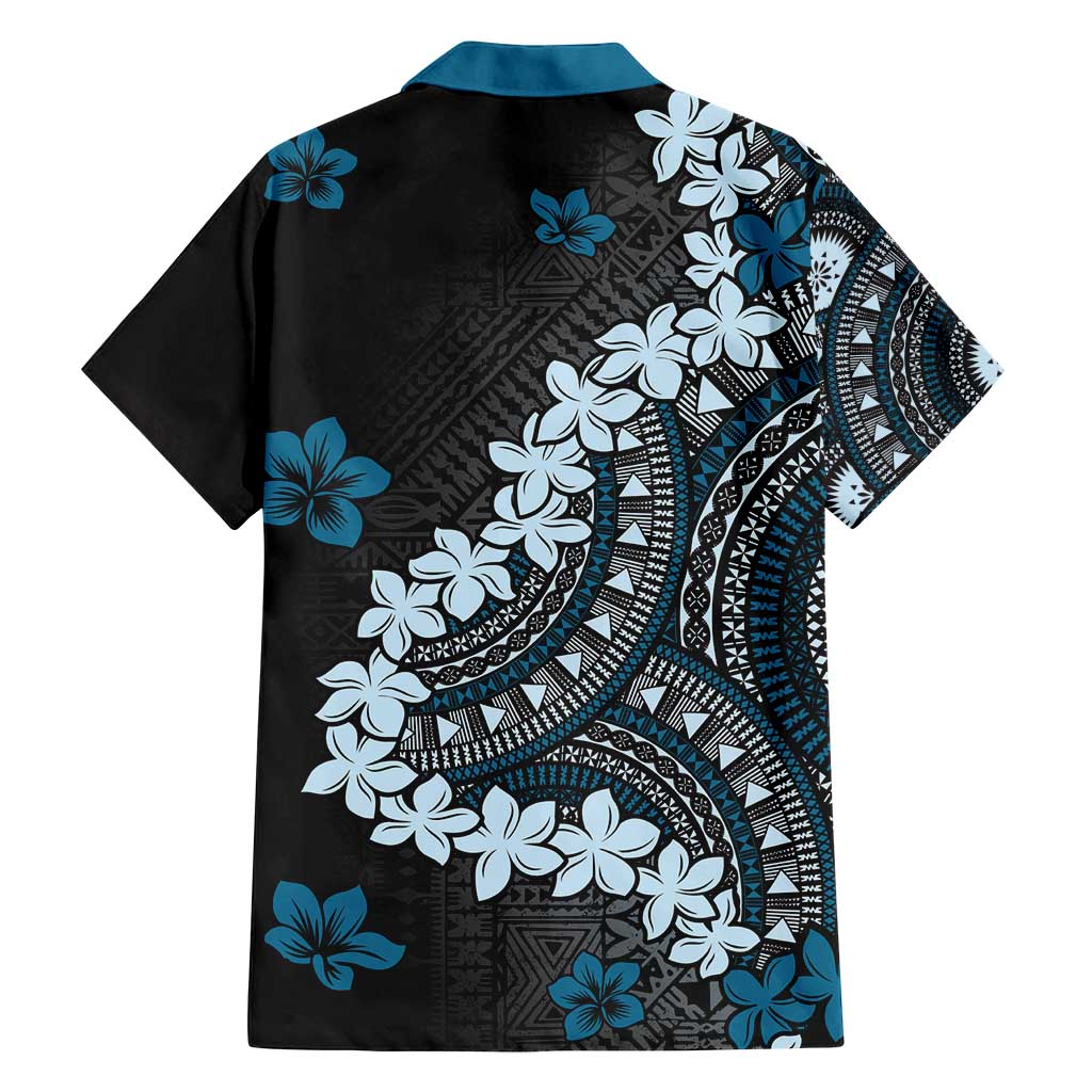 Bula Fiji Women's Day Family Matching Off Shoulder Short Dress and Hawaiian Shirt Indigo Masi Tapa LT7 - Polynesian Pride