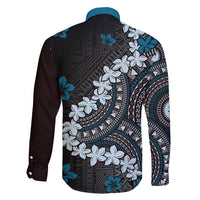 Bula Fiji Women's Day Family Matching Off Shoulder Short Dress and Hawaiian Shirt Indigo Masi Tapa LT7 - Polynesian Pride