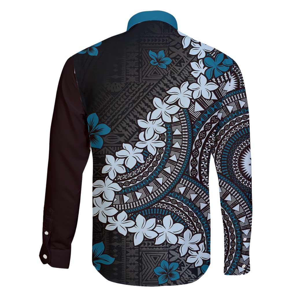 Bula Fiji Women's Day Family Matching Short Sleeve Bodycon Dress and Hawaiian Shirt Indigo Masi Tapa LT7 - Polynesian Pride