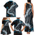 Bula Fiji Women's Day Family Matching Tank Maxi Dress and Hawaiian Shirt Indigo Masi Tapa