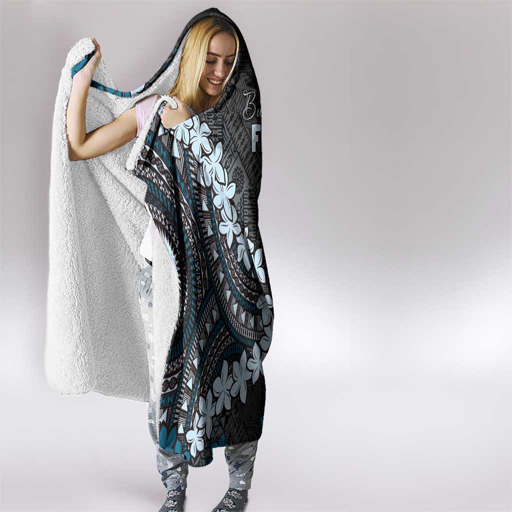 Bula Fiji Women's Day Hooded Blanket Indigo Masi Tapa