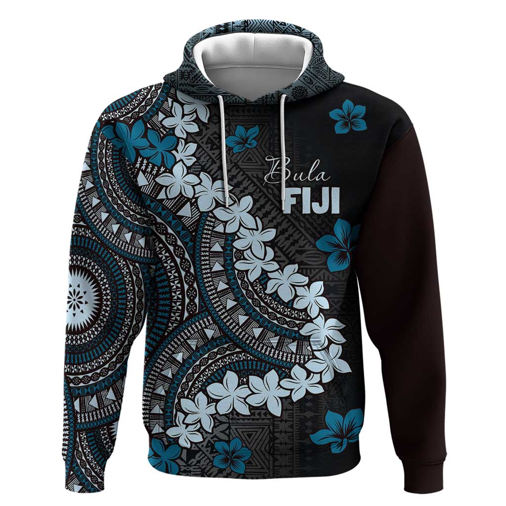 Bula Fiji Women's Day Hoodie Indigo Masi Tapa