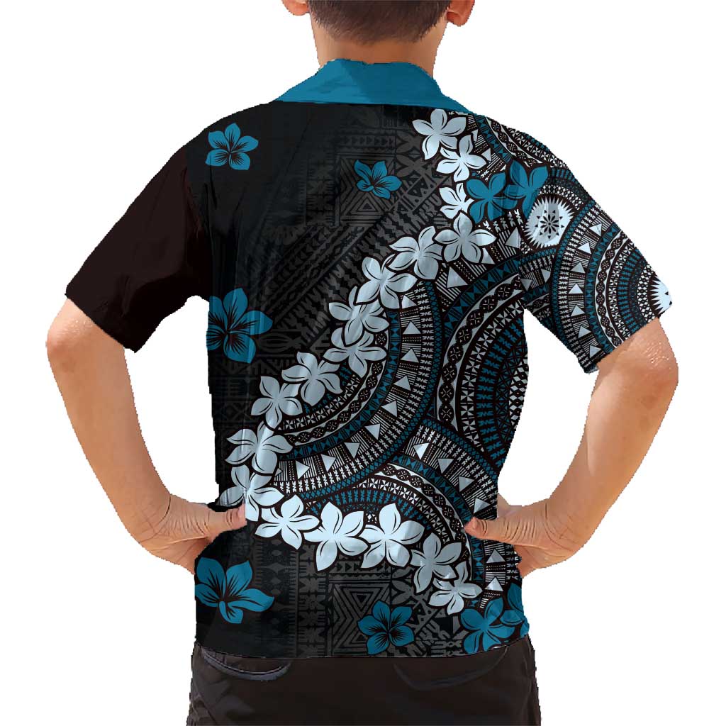 Bula Fiji Women's Day Kid Hawaiian Shirt Indigo Masi Tapa