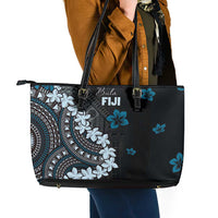 Bula Fiji Women's Day Leather Tote Bag Indigo Masi Tapa